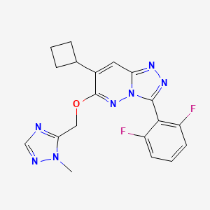 molecular formula C19H17F2N7O B1676610 1,2,4-Triazolo(4,3-b)pyridazine, 7-cyclobutyl-3-(2,6-difluorophenyl)-6-((1-methyl-1H-1,2,4-triazol-5-yl)methoxy)- CAS No. 233275-76-8