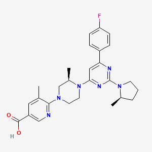 molecular formula C27H31FN6O2 B1676614 6-((R)-4-(6-(4-Fluorophenyl)-2-((R)-2-methylpyrrolidin-1-yl)pyrimidin-4-yl)-3-methylpiperazin-1-yl)-5-methylnicotinic acid CAS No. 878811-00-8