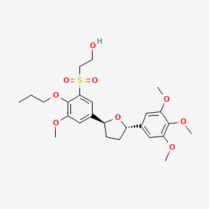 B1676615 2-(3-Methoxy-4-propoxy-5-(ethanolsulphonyl)phenyl)-5-(3,4,5-trimethoxyphenyl)tetrahydrofuran CAS No. 135947-75-0