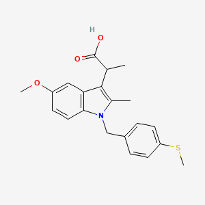 molecular formula C21H23NO3S B1676619 2-[5-Methoxy-2-methyl-1-[(4-methylsulfanylphenyl)methyl]indol-3-yl]propanoic acid CAS No. 40738-05-4
