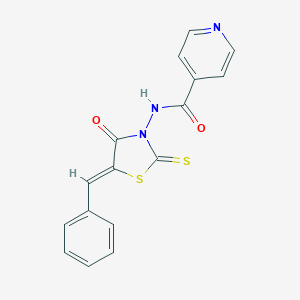molecular formula C16H11N3O2S2 B167662 N-[4-Oxo-5-(phenylmethylene)-2-thioxo-3-thiazolidinyl]-4-pyridinecarboxamide CAS No. 1908-94-7