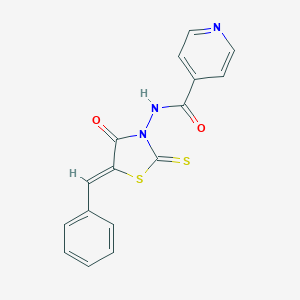 molecular formula C16H11N3O2S2 B167662 N-(4-Oxo-5-(phenylmethylene)-2-thioxo-3-thiazolidinyl)-4-pyridinecarboxamide CAS No. 1908-94-7