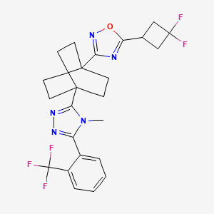 molecular formula C24H24F5N5O B1676620 5-(3,3-Difluorocyclobutyl)-3-[4-[4-methyl-5-[2-(trifluoromethyl)phenyl]-4H-1,2,4-triazol-3-yl]bicyclo[2.2.2]oct-1-yl]-1,2,4-oxadiazole CAS No. 935273-79-3