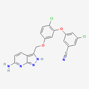 B1676623 3-(5-((6-Amino-1H-pyrazolo[3,4-b]pyridin-3-yl)methoxy)-2-chlorophenoxy)-5-chlorobenzonitrile CAS No. 920035-77-4