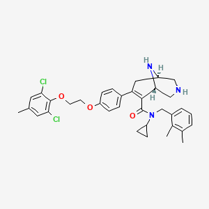 molecular formula C35H39Cl2N3O3 B1676632 (1R,5S)-N-cyclopropyl-7-(4-(2-(2,6-dichloro-4-methylphenoxy)ethoxy)phenyl)-N-(2,3-dimethylbenzyl)-3,9-diazabicyclo[3.3.1]non-6-ene-6-carboxamide CAS No. 903579-36-2