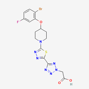 2-(5-(5-(4-(2-Bromo-5-fluorophenoxy)piperidin-1-yl)-1,3,4-thiadiazol-2-yl)-2H-tetrazol-2-yl)acetic acid