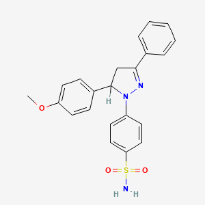 molecular formula C22H21N3O3S B1676636 4-[3-(4-Methoxyphenyl)-5-phenyl-3,4-dihydropyrazol-2-yl]benzenesulfonamide CAS No. 71203-35-5