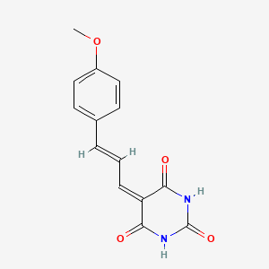molecular formula C14H12N2O4 B1676649 (E)-5-(3-(4-甲氧基苯基)丙烯基)嘧啶-2,4,6(1H,3H,5H)-三酮 CAS No. 100872-83-1