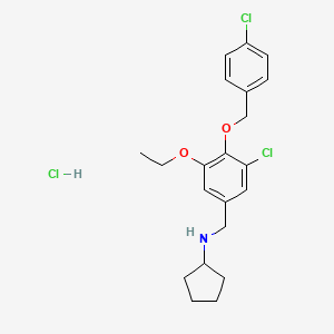molecular formula C21H26Cl3NO2 B1676653 N-(3-chloro-4-((4-chlorobenzyl)oxy)-5-ethoxybenzyl)cyclopentanamine hydrochloride CAS No. 1158607-44-3