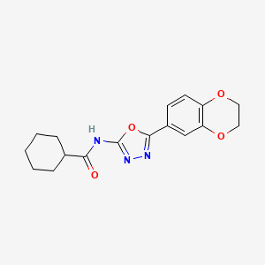 molecular formula C17H19N3O4 B1676654 N-[5-(2,3-二氢-1,4-苯并二氧杂环-6-基)-1,3,4-恶二唑-2-基]环己烷甲酰胺 CAS No. 851094-56-9