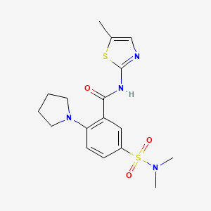 molecular formula C17H22N4O3S2 B1676660 5-(dimethylsulfamoyl)-N-(5-methyl-1,3-thiazol-2-yl)-2-(pyrrolidin-1-yl)benzamide CAS No. 790702-57-7