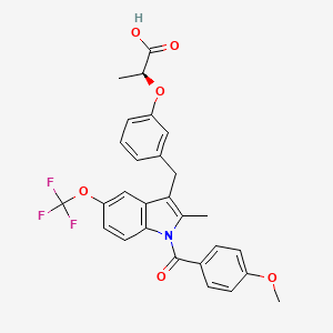 molecular formula C28H24F3NO6 B1676670 (2s)-2-(3-{[1-(4-Methoxybenzoyl)-2-Methyl-5-(Trifluoromethoxy)-1h-Indol-3-Yl]methyl}phenoxy)propanoic Acid CAS No. 393794-17-7