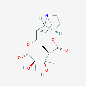 molecular formula C16H23NO6 B1676716 4,5-Dihydroxy-3,4,5-trimethyl-4,5,8,10,12,13,13a,13b-octahydro-2H-[1,6]dioxacycloundecino[2,3,4-gh]pyrrolizine-2,6(3H)-dione CAS No. 315-22-0