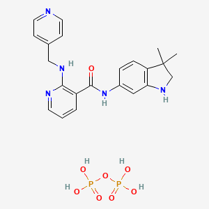molecular formula C22H26N5O5P B1676762 N-(2,3-dihydro-3,3-dimethyl-1H-indol-6-yl)-2-[(4-pyridinylmethyl)amino]-3-pyridinecarboxamide Phosphate CAS No. 857876-30-3