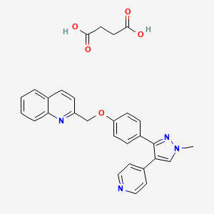 molecular formula C29H26N4O5 B1676774 2-((4-(1-Methyl-4-(pyridin-4-yl)-1H-pyrazol-3-yl)phenoxy)methyl)quinoline succinate CAS No. 1037309-45-7