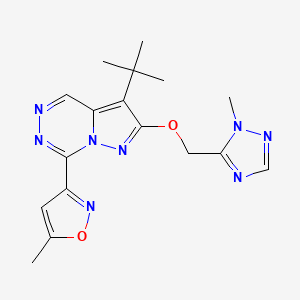 molecular formula C17H20N8O2 B1676816 3-(1,1-Dimethylethyl)-7-(5-methyl-3-isoxazolyl)-2-[(1-methyl-1H-1,2,4-triazol-5-yl)methoxy]-pyrazolo[1,5-d][1,2,4]triazine CAS No. 783331-24-8