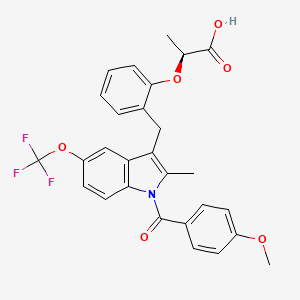 molecular formula C28H24F3NO6 B1676817 (2s)-2-(2-{[1-(4-Methoxybenzoyl)-2-Methyl-5-(Trifluoromethoxy)-1h-Indol-3-Yl]methyl}phenoxy)propanoic Acid CAS No. 393794-32-6
