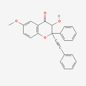 molecular formula C24H18O4 B1676821 3-Hydroxy-6-methoxy-2-phenyl-2-(2-phenylethynyl)chroman-4-one CAS No. 1356689-55-8