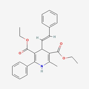molecular formula C26H27NO4 B1676824 3,5-diethyl 2-methyl-6-phenyl-4-[(E)-2-phenylethenyl]-1,4-dihydropyridine-3,5-dicarboxylate CAS No. 185259-16-9