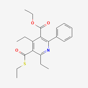 molecular formula C21H25NO3S B1676828 Ethyl 4,6-diethyl-5-ethylsulfanylcarbonyl-2-phenylpyridine-3-carboxylate CAS No. 212329-36-7
