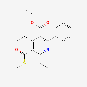 molecular formula C22H27NO3S B1676829 Ethyl 4-ethyl-5-ethylsulfanylcarbonyl-2-phenyl-6-propylpyridine-3-carboxylate CAS No. 212329-39-0
