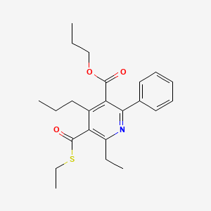 molecular formula C23H29NO3S B1676830 Propyl 6-ethyl-5-ethylsulfanylcarbonyl-2-phenyl-4-propylpyridine-3-carboxylate CAS No. 212329-37-8