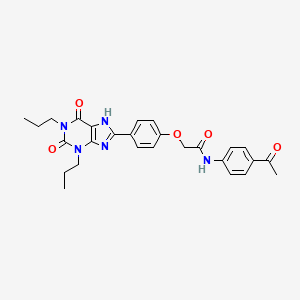 molecular formula C27H29N5O5 B1676831 N-(4-acetylphenyl)-2-[4-(2,6-dioxo-1,3-dipropyl-7H-purin-8-yl)phenoxy]acetamide CAS No. 264622-53-9