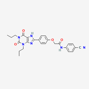 N-(4-cyanophenyl)-2-[4-(2,6-dioxo-1,3-dipropyl-7H-purin-8-yl)phenoxy]acetamide