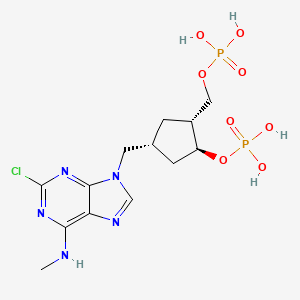 molecular formula C13H20ClN5O8P2 B1676834 azane;[(1R,2S,4S,5S)-4-[2-chloro-6-(methylamino)purin-9-yl]-2-phosphonooxy-1-bicyclo[3.1.0]hexanyl]methyl dihydrogen phosphate CAS No. 367909-40-8