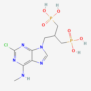 molecular formula C10H16ClN5O6P2 B1676836 [2-[(2-Chloro-6-methylaminopurin-9-yl)methyl]-3-phosphonopropyl]phosphonic acid CAS No. 491611-67-7