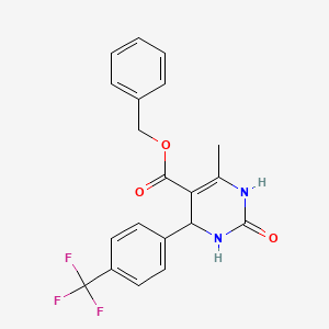 molecular formula C20H17F3N2O3 B1676858 Benzyl 6-methyl-2-oxo-4-[4-(trifluoromethyl)phenyl]-1,2,3,4-tetrahydropyrimidine-5-carboxylate CAS No. 512840-45-8