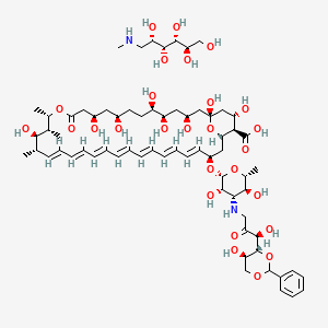 molecular formula C67H104N2O27 B1676860 1-Deoxy-1-amino-4,6-O-benzylidene-fructosyl-amphotericin B CAS No. 136458-97-4
