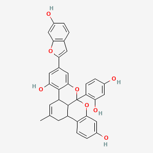 1-(2,4-Dihydroxyphenyl)-17-(6-hydroxy-1-benzofuran-2-yl)-11-methyl-2,20-dioxapentacyclo[11.7.1.03,8.09,21.014,19]henicosa-3(8),4,6,11,14,16,18-heptaene-5,15-diol