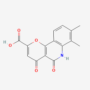 molecular formula C15H11NO5 B1676879 4H-Pyrano(3,2-c)quinoline-2-carboxylic acid, 5,6-dihydro-7,8-dimethyl-4,5-dioxo- CAS No. 63768-47-8