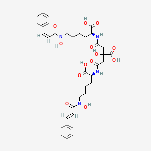 molecular formula C36H44N4O13 B1676936 4-[[(1S)-1-carboxy-5-[hydroxy-[(Z)-3-phenylprop-2-enoyl]amino]pentyl]amino]-2-[2-[[(1S)-1-carboxy-5-[hydroxy-[(E)-3-phenylprop-2-enoyl]amino]pentyl]amino]-2-oxoethyl]-2-hydroxy-4-oxobutanoic acid CAS No. 133705-26-7