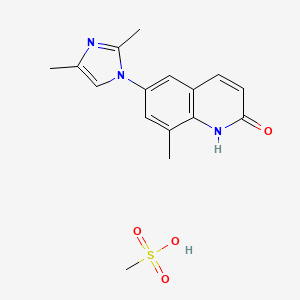 molecular formula C16H19N3O4S B1676938 Nanterinone mesylate CAS No. 102791-74-2