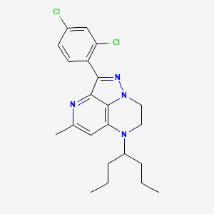 molecular formula C22H26Cl2N4 B1676988 1-(2,4-Dichlorophenyl)-5-(heptan-4-yl)-7-methyl-4,5-dihydro-3H-2,2a,5,8-tetraazaacenaphthylene CAS No. 268545-87-5
