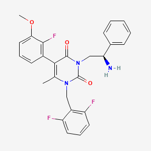 molecular formula C27H24F3N3O3 B1676990 2,4(1H,3H)-Pyrimidinedione, 3-((2R)-2-amino-2-phenylethyl)-1-((2,6-difluorophenyl)methyl)-5-(2-fluoro-3-methoxyphenyl)-6-methyl- CAS No. 352290-60-9