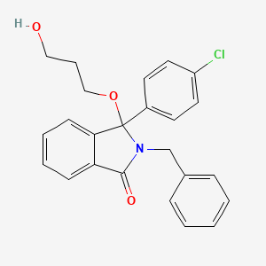 molecular formula C24H22ClNO3 B1677026 2-Benzyl-3-(4-chlorophenyl)-3-(3-hydroxypropoxy)-2,3-dihydroisoindol-1-one CAS No. 849723-20-2