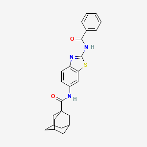 molecular formula C25H25N3O2S B1677044 N-(2-benzamido-1,3-benzothiazol-6-yl)adamantane-1-carboxamide CAS No. 362003-83-6