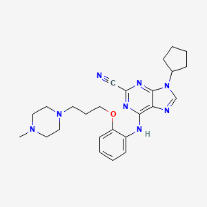 molecular formula C25H32N8O B1677046 9-cyclopentyl-6-{2-[3-(4-methylpiperazin-1-yl)propoxy]phenylamino}-9H-purine-2-carbonitrile CAS No. 669003-73-0