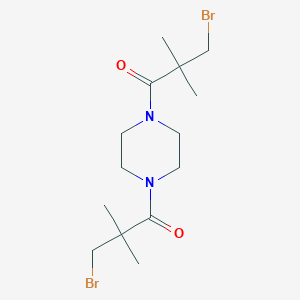 molecular formula C14H24Br2N2O2 B167706 1,1'-Piperazine-1,4-diylbis(3-bromo-2,2-dimethylpropan-1-one) CAS No. 1760-15-2