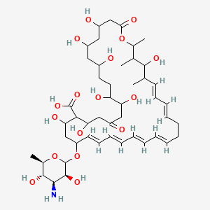 molecular formula C47H75NO17 B1677061 (1S,3S,4S,7S,9S,11S,15S,16R,17R,18S,19E,21E,25E,27E,29E,31E,35S,36R)-33-[(2R,3S,4S,5S,6R)-4-amino-3,5-dihydroxy-6-methyloxan-2-yl]oxy-1,3,4,7,9,11,17,37-octahydroxy-15,16,18-trimethyl-13-oxo-14,39-dioxabicyclo[33.3.1]nonatriaconta-19,21,25,27,29,31-hexaene-36-carboxylic acid CAS No. 1400-61-9