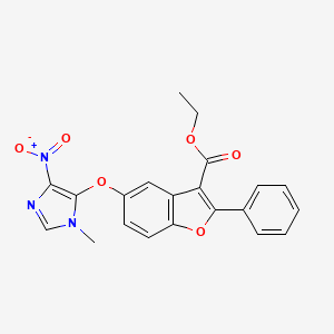 molecular formula C21H17N3O6 B1677076 5-[(1-甲基-4-硝基-1H-咪唑-5-基)氧基]-2-苯基-1-苯并呋喃-3-羧酸乙酯 CAS No. 300803-69-4
