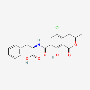 molecular formula C20H18ClNO6 B1677089 2-[[(3R)-5-chloro-8-hydroxy-3-methyl-1-oxo-isochromane-7-carbonyl]amino]-3-phenyl-propanoic acid CAS No. 303-47-9