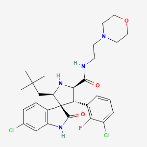 molecular formula C29H35Cl2FN4O3 B1677117 (2'R,3S,4'S,5'R) 6-chloro-4'-(3-chloro-2-fluoro-phenyl)-2'-(2,2-dimethyl-propyl)-2-oxo-1,2-dihydrospiro[indole-3,3'-pyrrolidine]-5'-carboxylic acid (2-morpholin-4-yl-ethyl)-amide CAS No. 908027-21-4