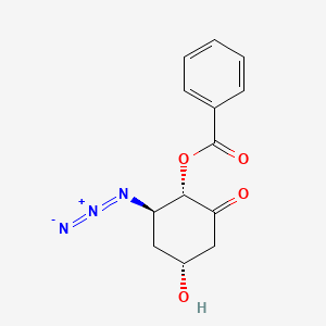 molecular formula C13H13N3O4 B1677118 (1s,2r,4r)-2-Azido-4-hydroxy-6-oxocyclohexyl benzoate CAS No. 90146-07-9