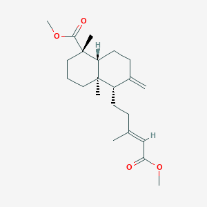 molecular formula C22H34O4 B167714 methyl (1S,4aR,5S,8aR)-5-[(E)-5-methoxy-3-methyl-5-oxopent-3-enyl]-1,4a-dimethyl-6-methylidene-3,4,5,7,8,8a-hexahydro-2H-naphthalene-1-carboxylate CAS No. 1757-85-3