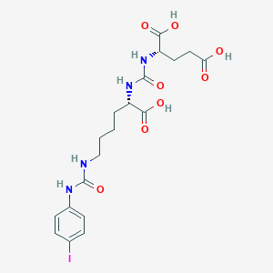 molecular formula C19H25IN4O8 B1677151 L-Glutamic acid, N-((((1S)-1-carboxy-5-((((4-iodophenyl)amino)carbonyl)amino)pentyl)amino)carbonyl)- CAS No. 949575-22-8