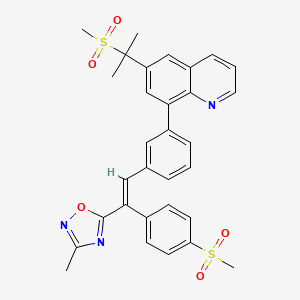 B1677220 Quinoline, 6-(1-methyl-1-(methylsulfonyl)ethyl)-8-(3-((1E)-2-(3-methyl-1,2,4-oxadiazol-5-yl)-2-(4-(methylsulfonyl)phenyl)ethenyl)phenyl)- CAS No. 346629-30-9